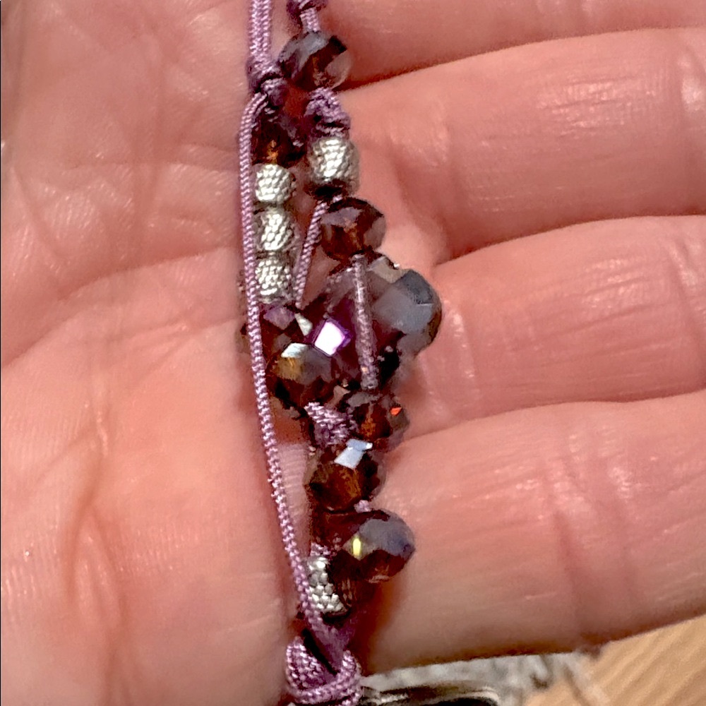 VINTAGE TREE OF LIFE AMETHYST DANGLE ADJUSTABE TIE 30-40" NECKLACE EARRING SET - Picture 10 of 11